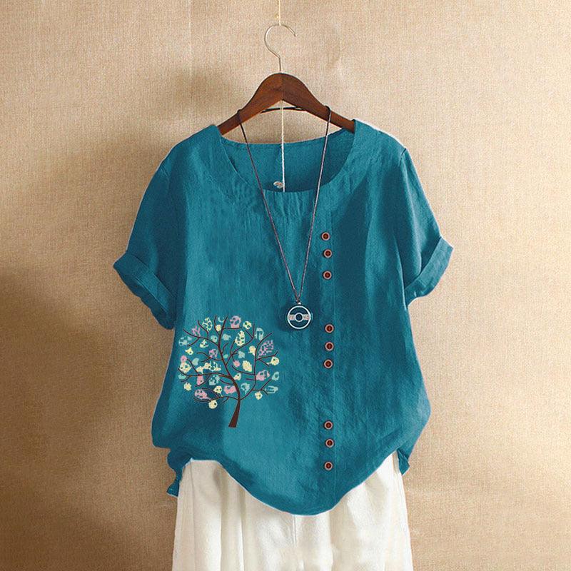 Women's Retro Plus Size Casual Loose Cotton-linen Shirt - Hipster Collections