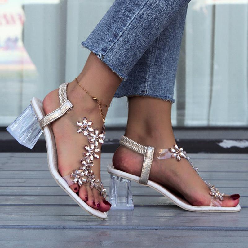 Sandals With Transparent High Square Heels - Hipster Collections