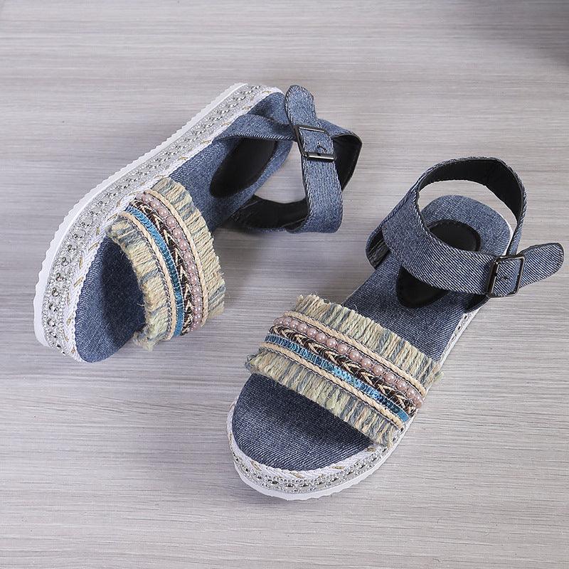 Tassel Denim Sandals - Hipster Collections