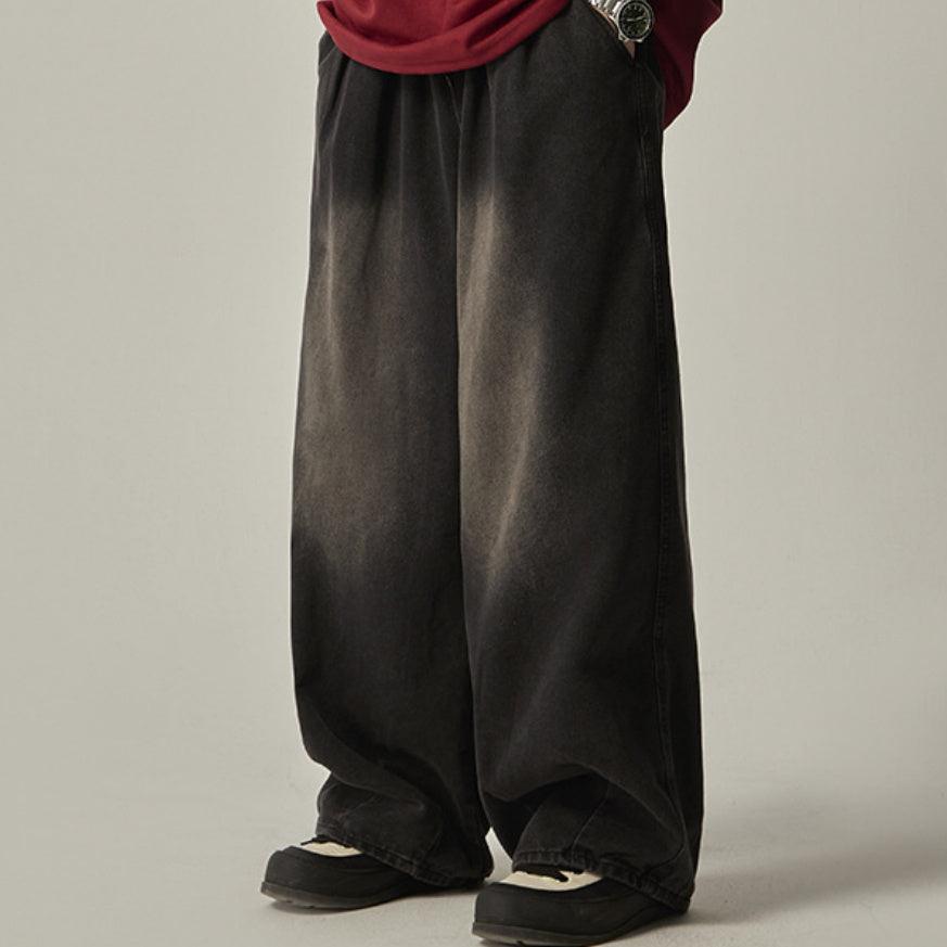 High Street Retro Washed Distressed Wide-leg Jeans - Hipster Collections