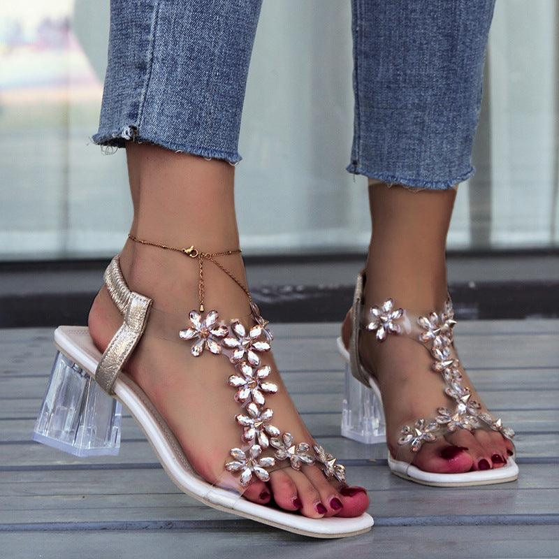 Sandals With Transparent High Square Heels - Hipster Collections