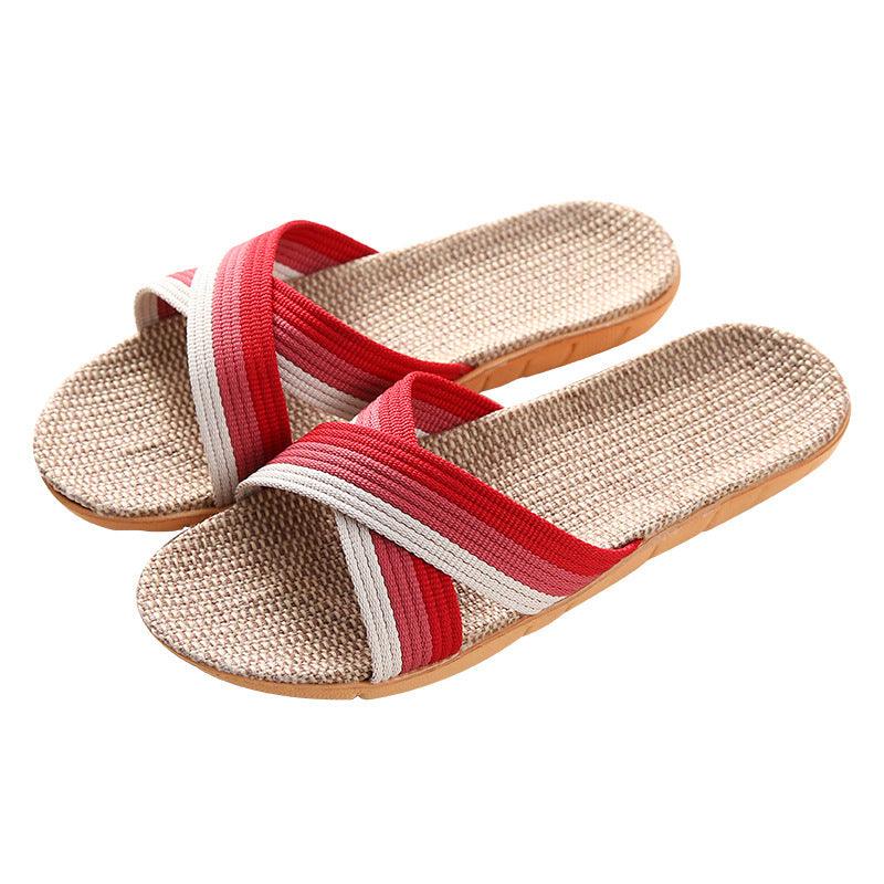 Linen Slippers Home Couple Indoor Wooden Floor Home Thick-soled - Hipster Collections