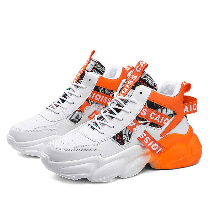 High-top Leather Basketball Shoes Velvet Warm Cotton Shoes Heighten Casual Shoes - Hipster Collections