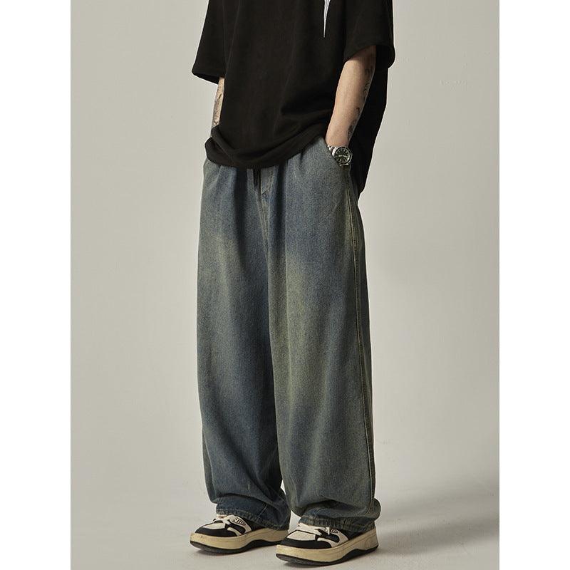 High Street Retro Washed Distressed Wide-leg Jeans - Hipster Collections