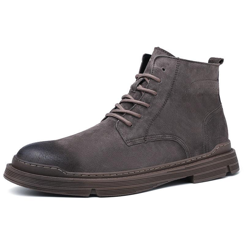 Round Toe Top Layer Cowhide Casual Men's Leather Boots - Hipster Collections