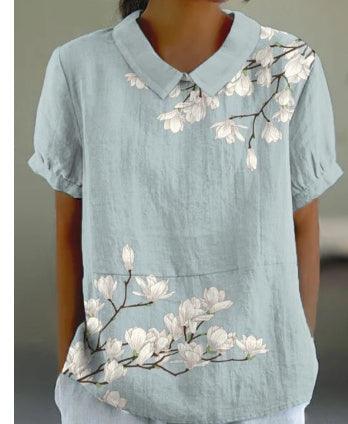 Ladies New Lapel Loose Casual Short-sleeved Top - Hipster Collections