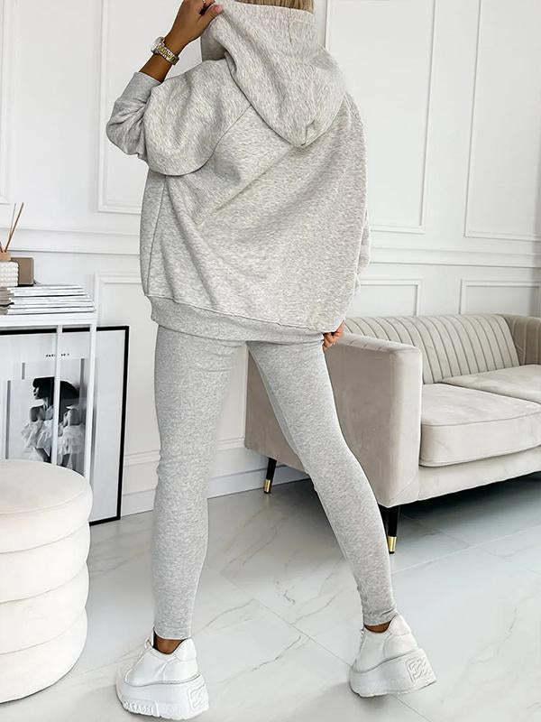 Women's Loose Hooded Pockets Sweatshirt and Vest and Slim Trousers - Hipster Collections