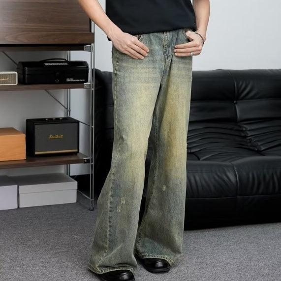 Loose All-match American Retro Distressed Wide-leg Jeans For Men - Hipster Collections