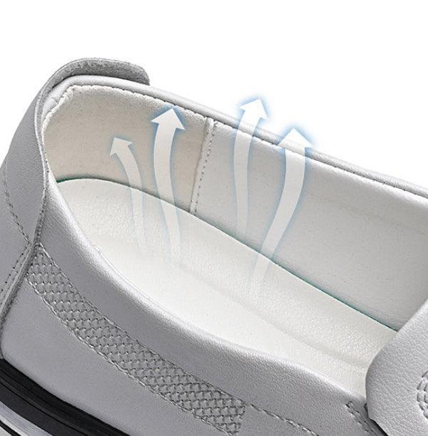 Men's British White Slip-on Leather Shoes - Hipster Collections