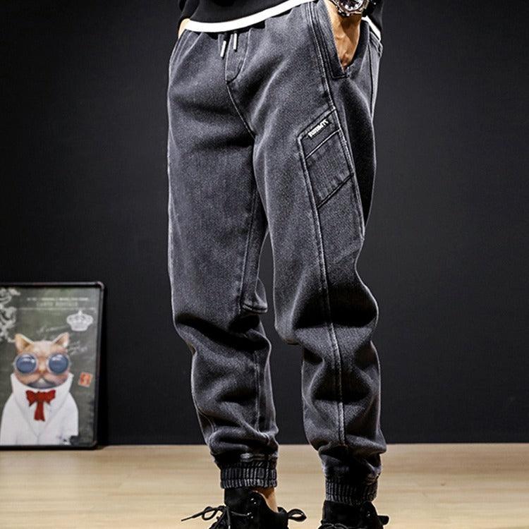 Labor Protection Work Jeans Plus Size Loose Tappered Drawstring Wear-resistant Stain-resistant Harem Pants - Hipster Collections