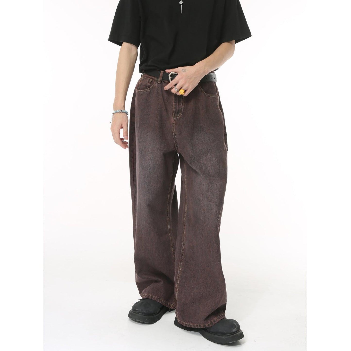 Men's Simplicity Basic Style Straight Loose Niche Purple Jeans - Hipster Collections