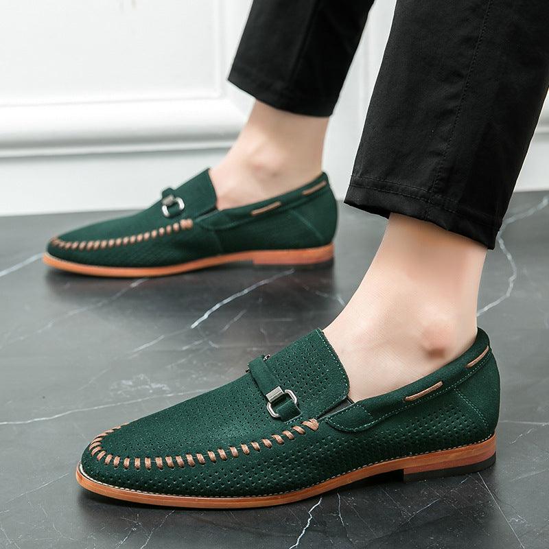 Punching Breathable Slip On Leather Shoes British - Hipster Collections
