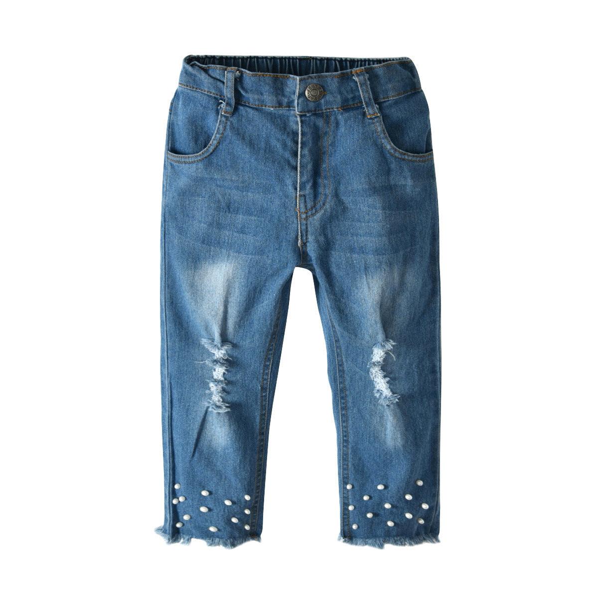 Girls Lace Pearl Jeans Set - Hipster Collections