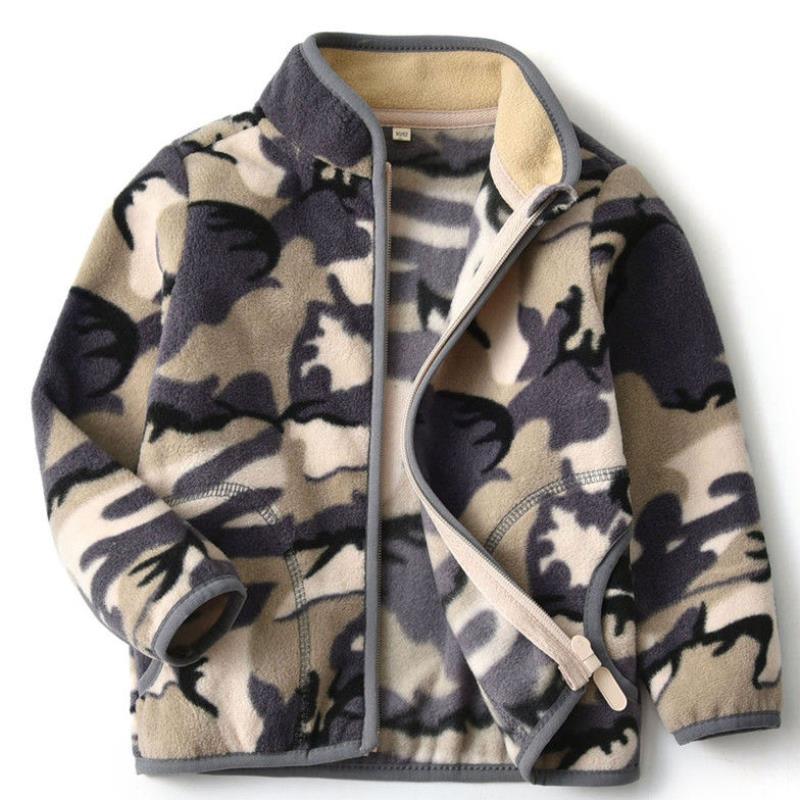Thick Fur Printed Coats Kids Zipper - Hipster Collections