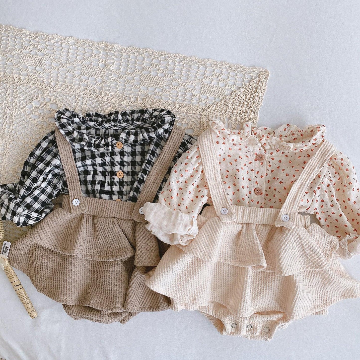 Baby Romper 0-2 Years Old Baby Clothes Baby Girl Foreign Style Pleated Lotus Leaf Sling Climber - Hipster Collections