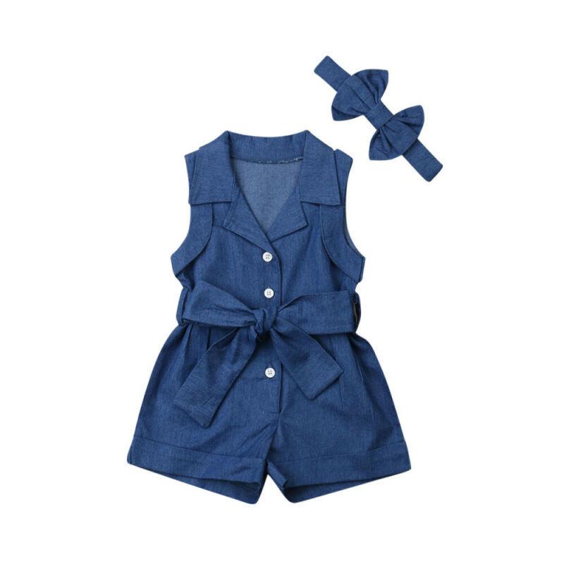 Pudcoco Kids Baby Girl Clothes Sleeveless Romper Denim - Hipster Collections