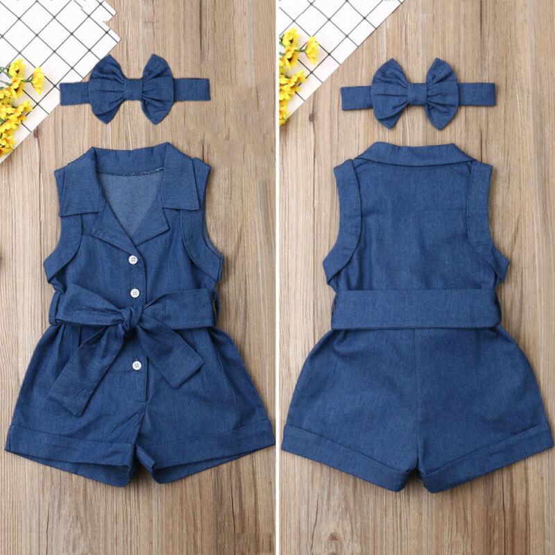 Pudcoco Kids Baby Girl Clothes Sleeveless Romper Denim - Hipster Collections