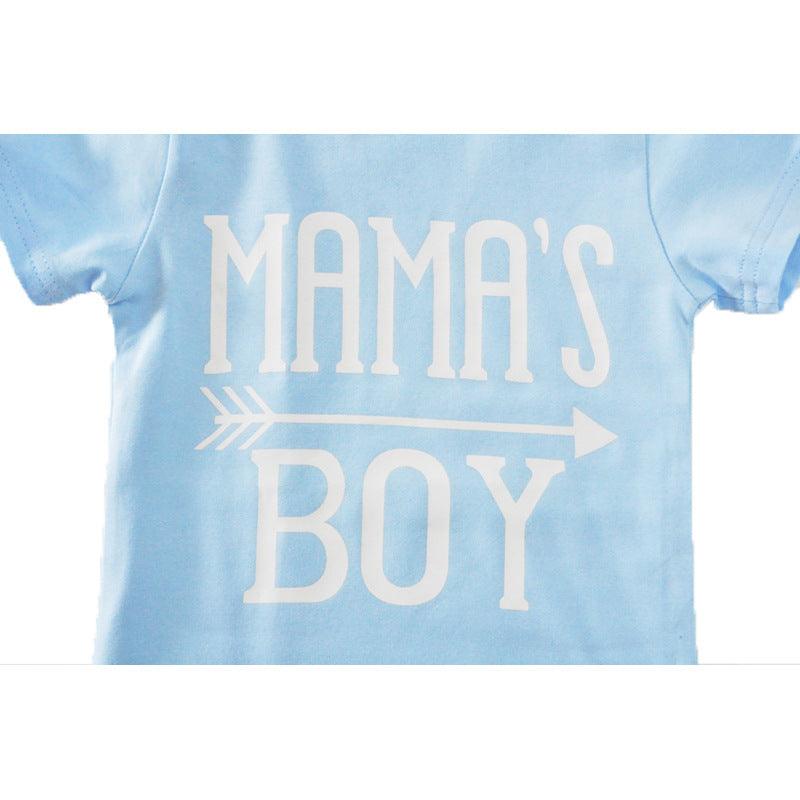 Children's Clothing Boy Suit Short-Sleeved T-Shirt Blue Letter Arrow Geometric Pants Baby Two-Piece Suit - Hipster Collections