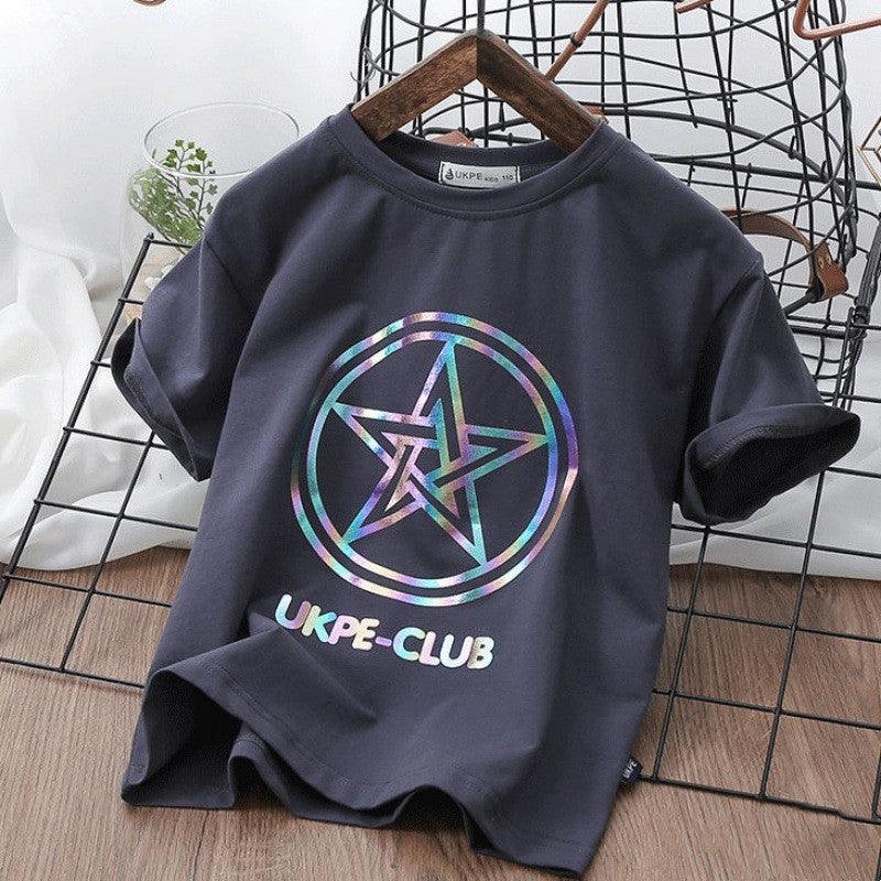 Boys'' Short Sleeve T-shirt Net Red Laser Reflective Cub Children''s Top Fashion - Hipster Collections