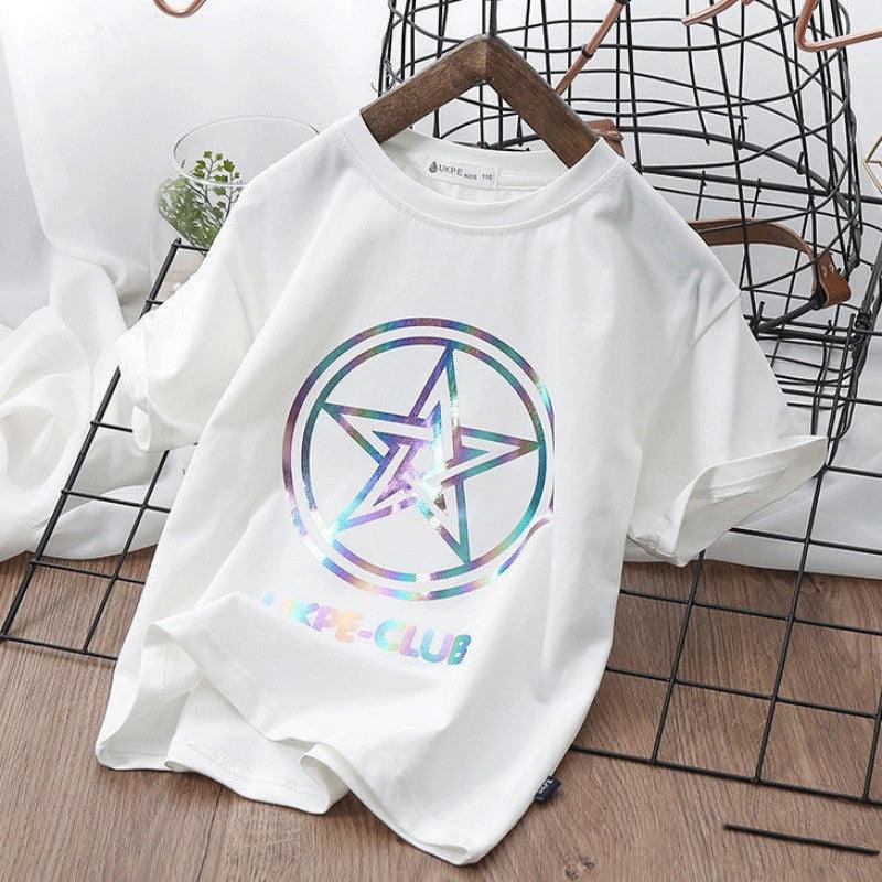 Boys'' Short Sleeve T-shirt Net Red Laser Reflective Cub Children''s Top Fashion - Hipster Collections