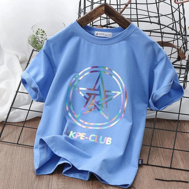 Boys'' Short Sleeve T-shirt Net Red Laser Reflective Cub Children''s Top Fashion - Hipster Collections