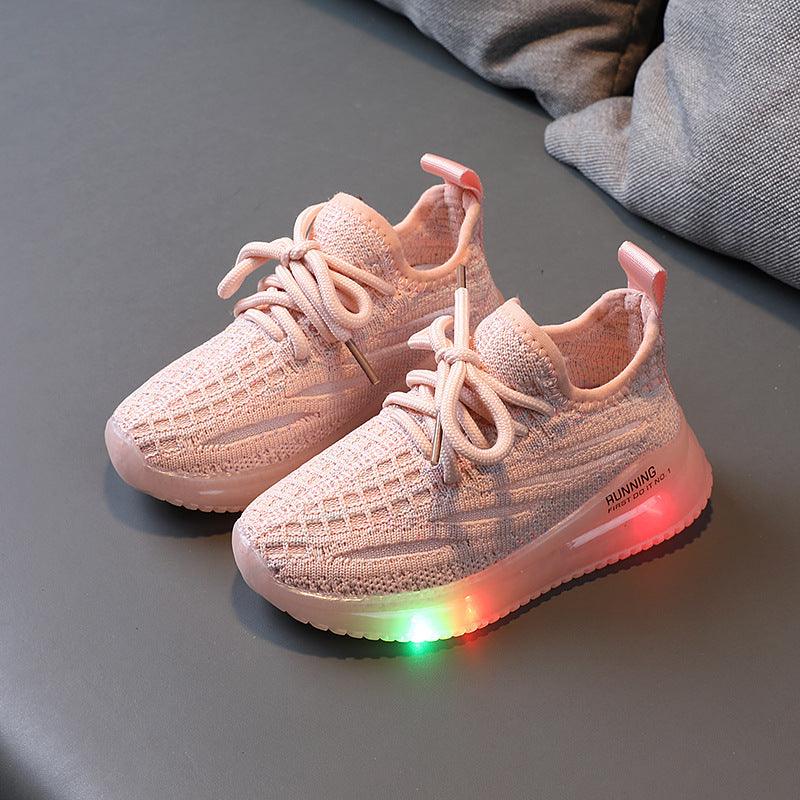 For Boys, Breathable Knit Light-Up Sneakers - Hipster Collections