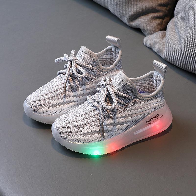 For Boys, Breathable Knit Light-Up Sneakers - Hipster Collections