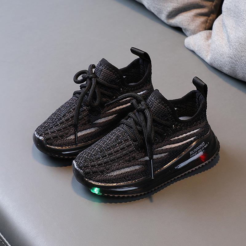 For Boys, Breathable Knit Light-Up Sneakers - Hipster Collections