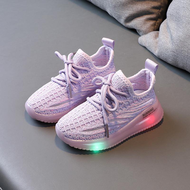For Boys, Breathable Knit Light-Up Sneakers - Hipster Collections