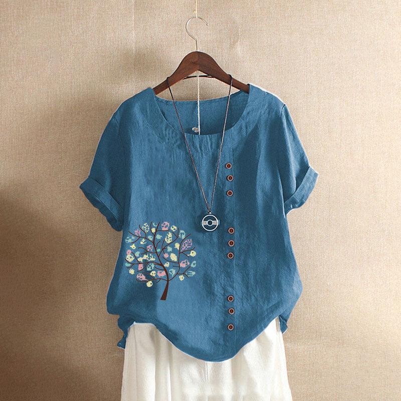 Women's Retro Plus Size Casual Loose Cotton-linen Shirt - Hipster Collections