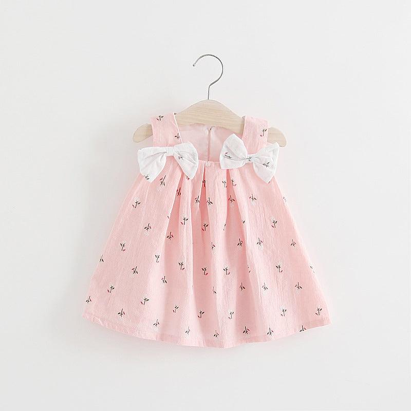 Solid color bow bow floral print halter skirt - Hipster Collections