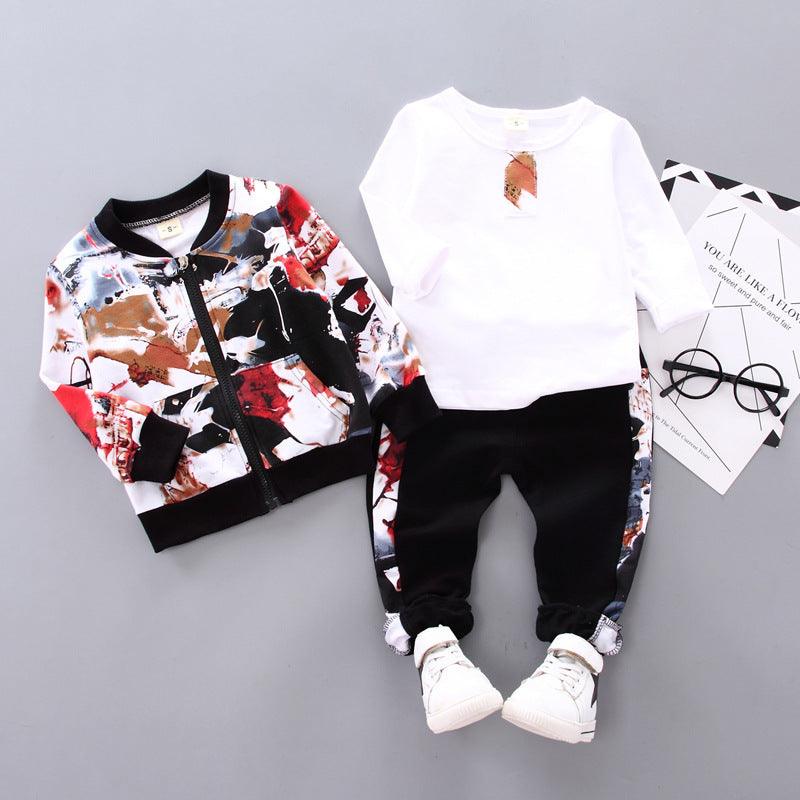 Boys Handsome Autumn And Winter Clothes Three-Piece Kid Clothes - Hipster Collections