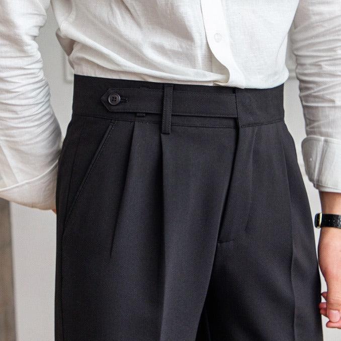 Casual Suit Pants Men's Paris Buckle Straight Business Small Suit Pants Naples Non-ironing All-match Suit Pants - Hipster Collections