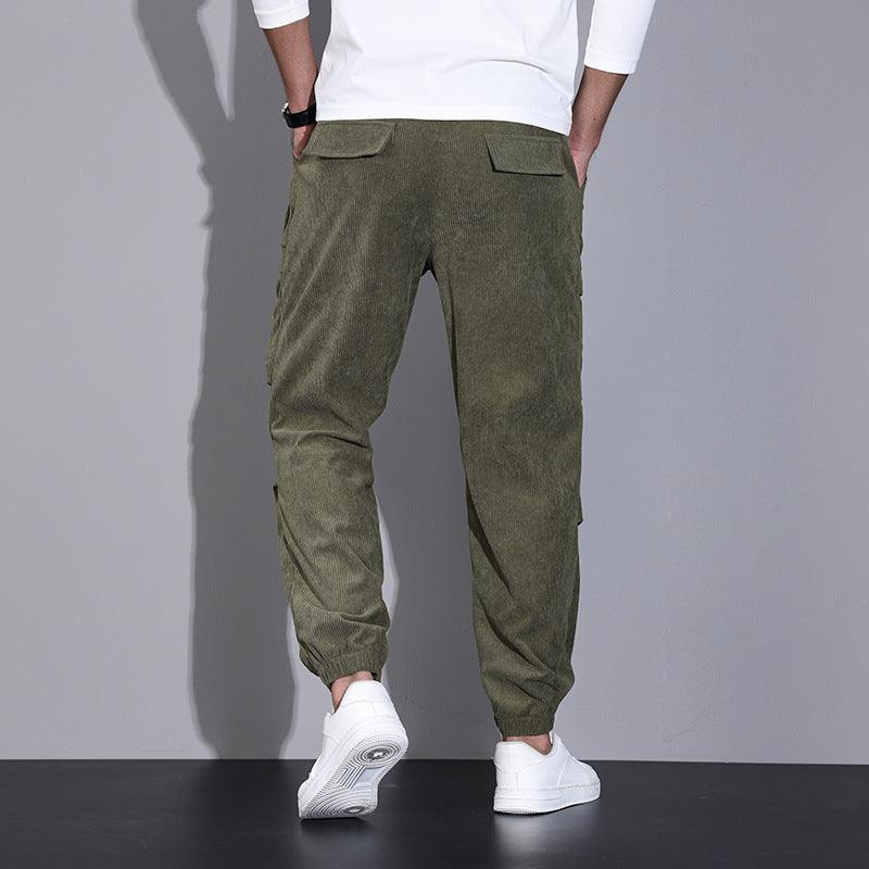 Corduroy Overalls Men's Ankle-tied Loose Casual Trousers Multi-pocket - Hipster Collections