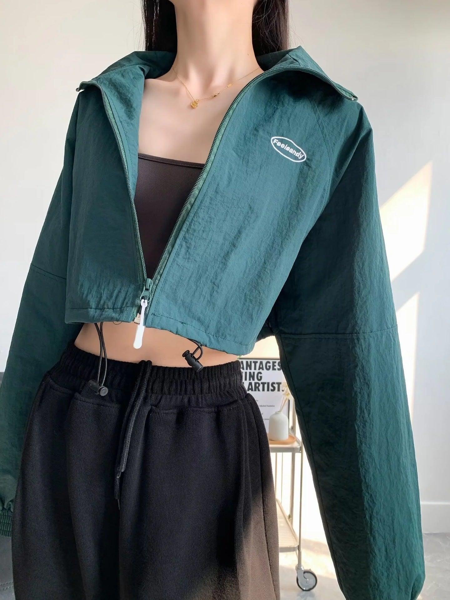 European And American Fashion Sports Style Stand Collar Zipper Cardigan Elastic Cuff Windproof Short Coat - Hipster Collections