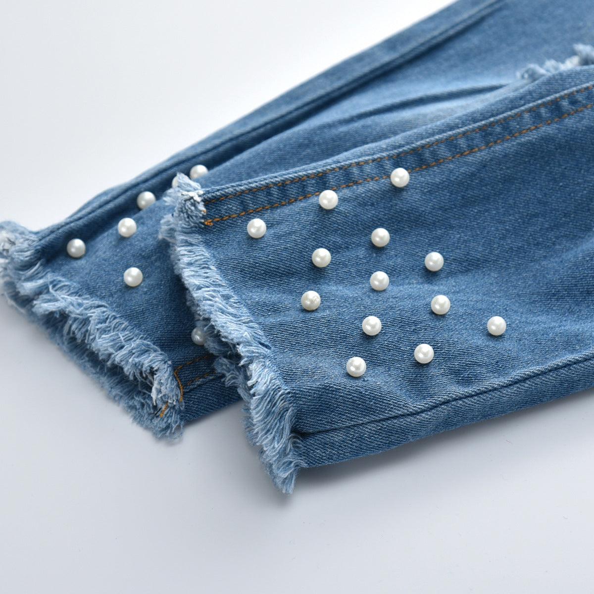 Girls Lace Pearl Jeans Set - Hipster Collections
