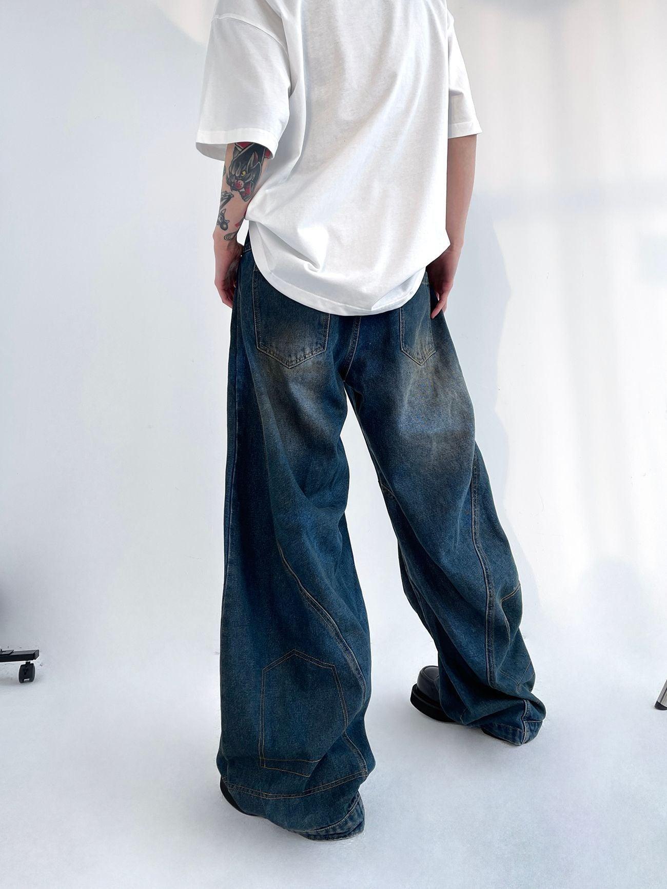 American Retro Washed Make Old Ripped Jeans Men's Summer Loose Straight - Hipster Collections