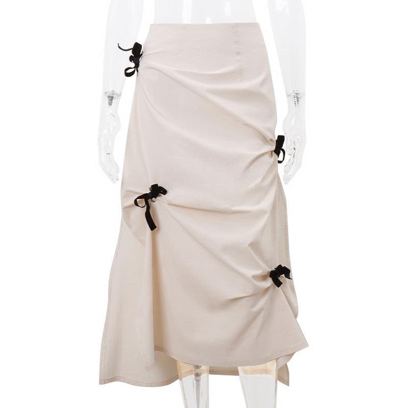 Sweet Girls' Retro Bow Bandage High Waist Temperament Split Skirt For Women - Hipster Collections