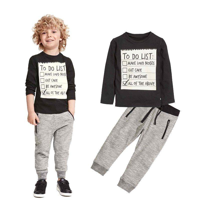 Boy Casual Clothes Spring Autumn Ccotton Long Sleeves T-shirt Pants 2pcs Suit - Hipster Collections