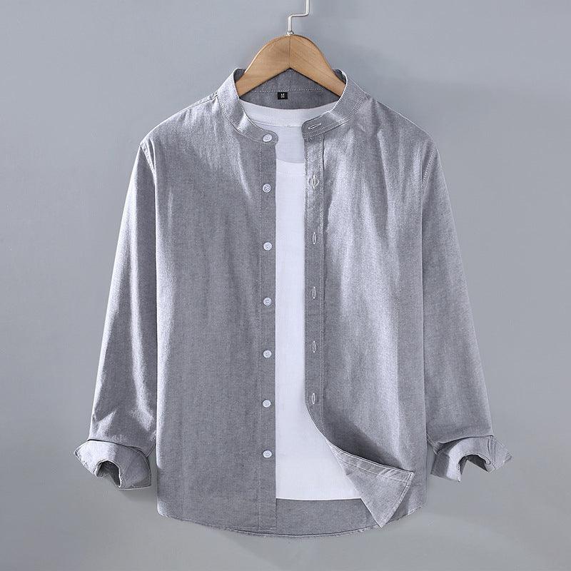 Spring And Autumn Thin Stand-up Collar Long-sleeved Men's Shirt - Hipster Collections