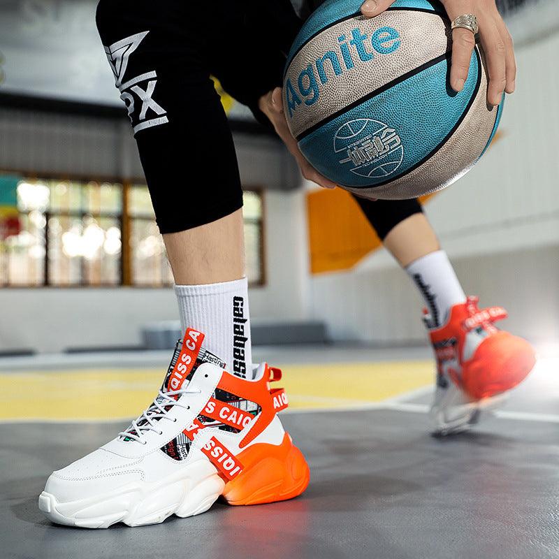 High-top Leather Basketball Shoes Velvet Warm Cotton Shoes Heighten Casual Shoes - Hipster Collections