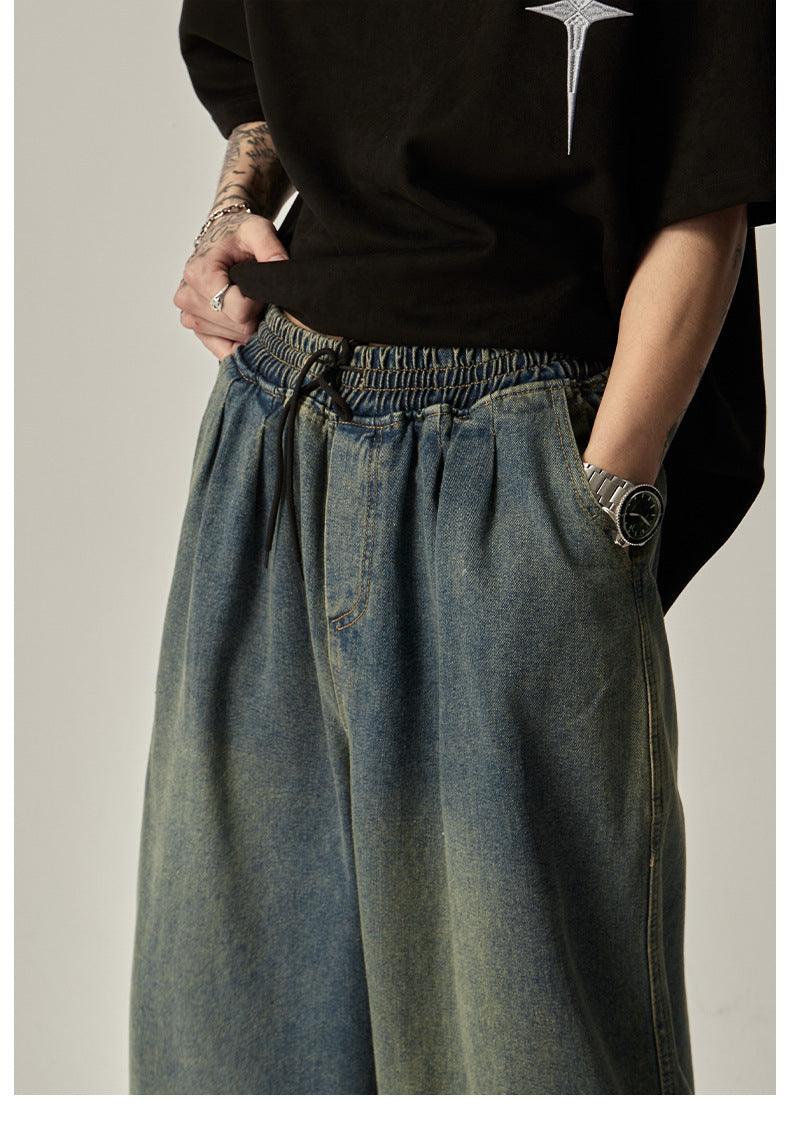 High Street Retro Washed Distressed Wide-leg Jeans - Hipster Collections