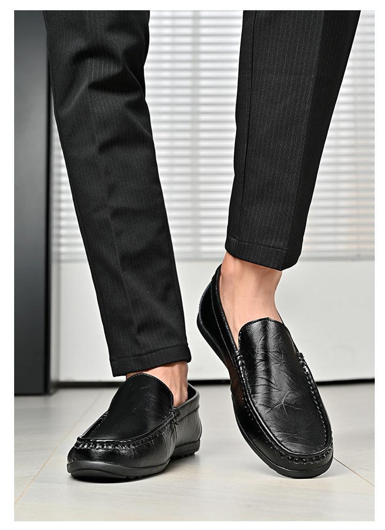 Men's Shoes Plus Size Cowhide Slip-on Driving Shoes Lightweight Retro Easy Matching Gommino Breathable - Hipster Collections