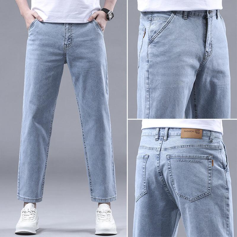 Men's Slim Fit Cropped Casual Light-colored Jeans - Hipster Collections