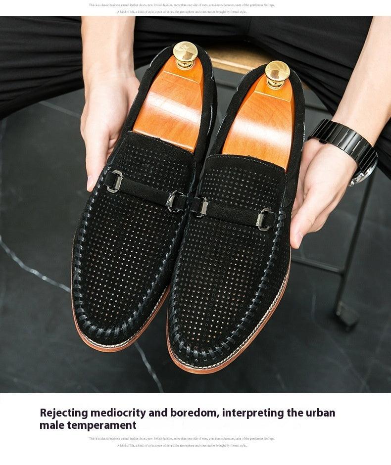 Punching Breathable Slip On Leather Shoes British - Hipster Collections
