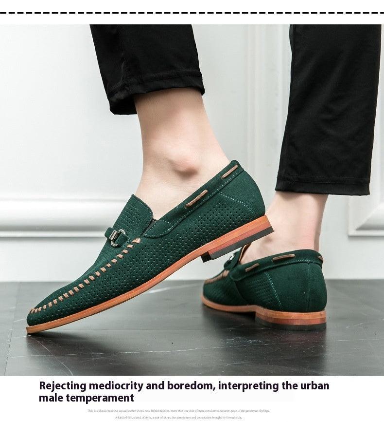 Punching Breathable Slip On Leather Shoes British - Hipster Collections