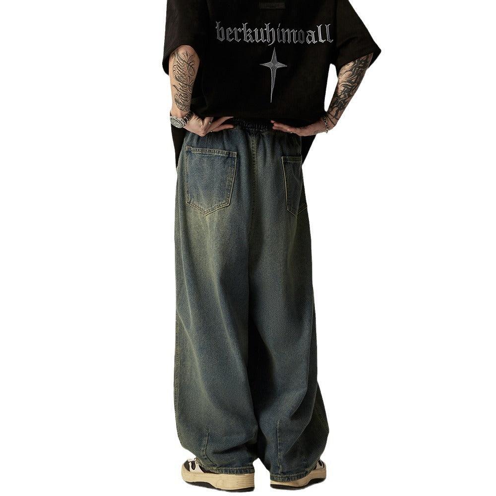 High Street Retro Washed Distressed Wide-leg Jeans - Hipster Collections