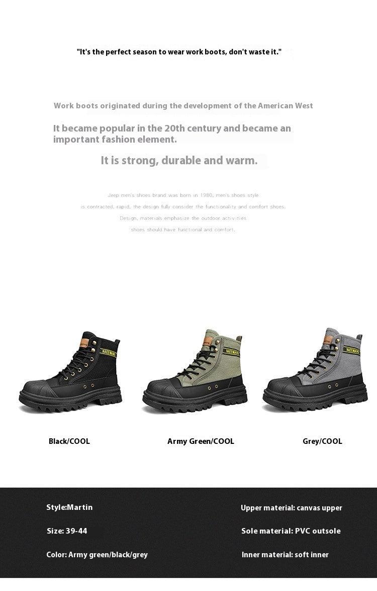 Thick-soled Canvas Casual Sports Men's All-match Work Motorcycle Boots - Hipster Collections