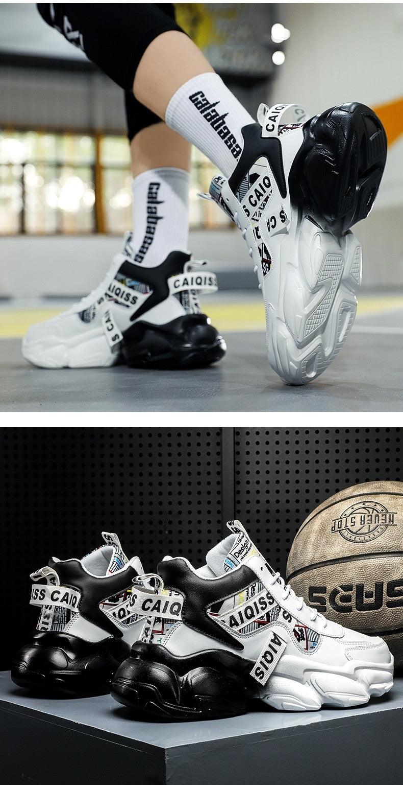High-top Leather Basketball Shoes Velvet Warm Cotton Shoes Heighten Casual Shoes - Hipster Collections