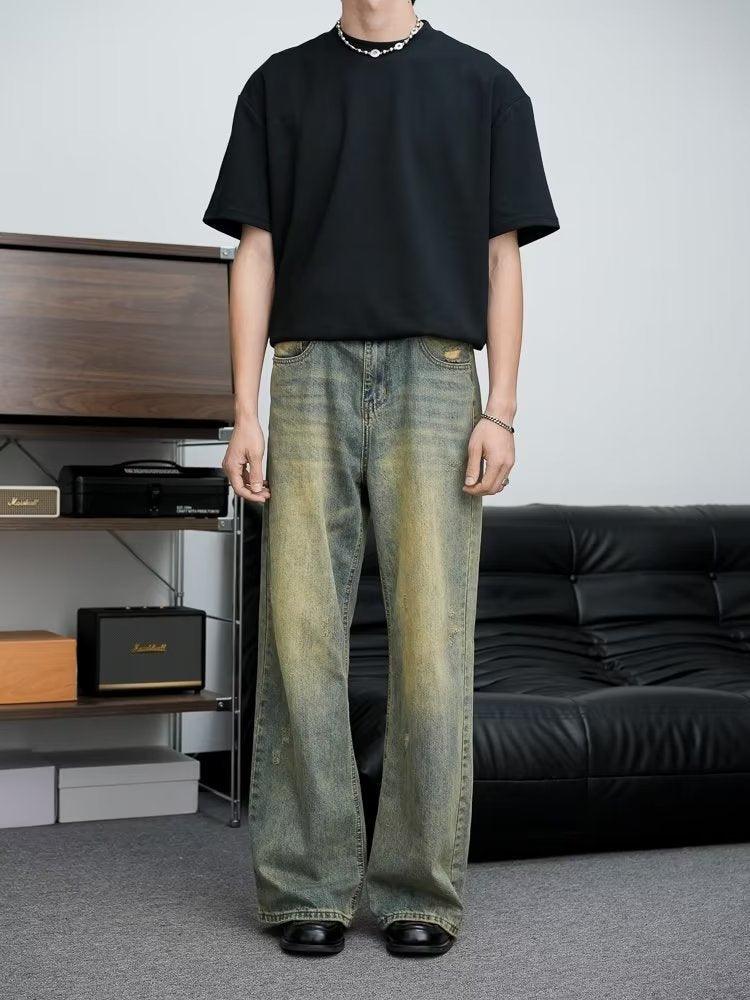 Loose All-match American Retro Distressed Wide-leg Jeans For Men - Hipster Collections